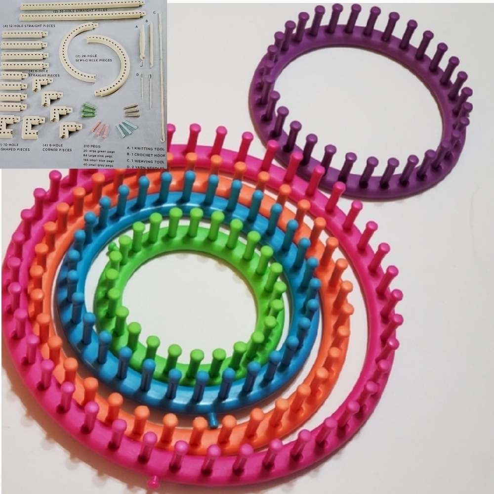 Multicolor Plastic Knitting Looms Set to Make Hats & Scarves